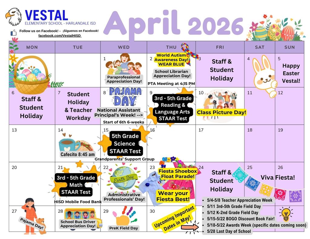 april calendar of events at Vestal