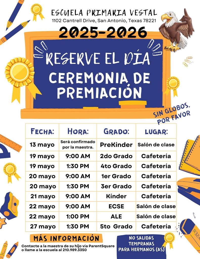 End of Year Awards Ceremony schedule 2025-2026