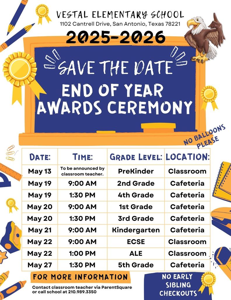End of Year Awards Ceremony schedule 2025-2026