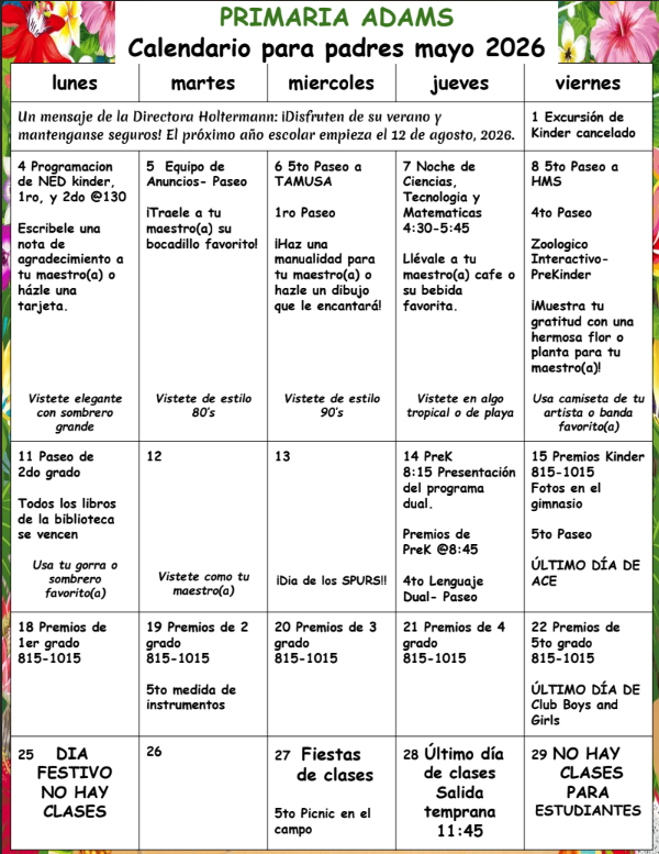 May calendar