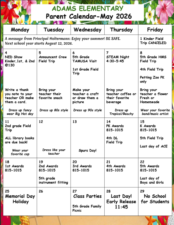 May calendar