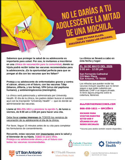Free Vaccination Clinic - May 16