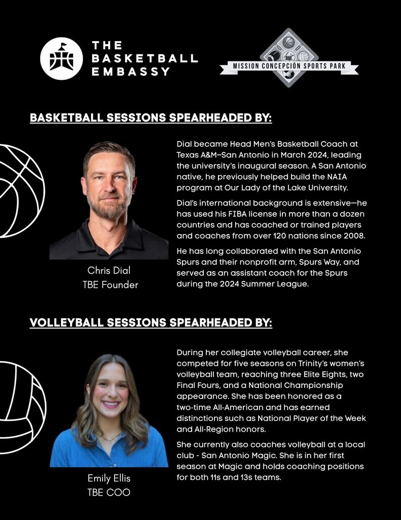 Looking for a way to keep your child active and building new skills this summer? The Basketball Embassy is hosting a Summer Clinic Series for basketball and volleyball at Mission Concepción Sports Park from June 2-24 for ages 8-18. Led by experienced coaches, these clinics focus on skill development, confidence, leadership and creating a positive environment for young athletes to grow both on and off the court. Sessions take place every Tuesday and Wednesday throughout June. Register here: The Basketball Embassy Summer Clinics Learn more: The Basketball Embassy Website Who’s ready to hit the court this summer?