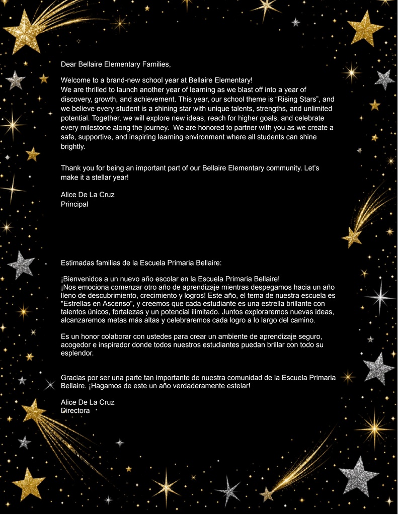 Welcome Back Letter