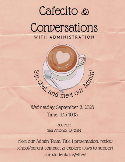 Cafecito with Admin - Wed. Sept. 2nd - 9:15-10:15am -- Spanish Flyer 