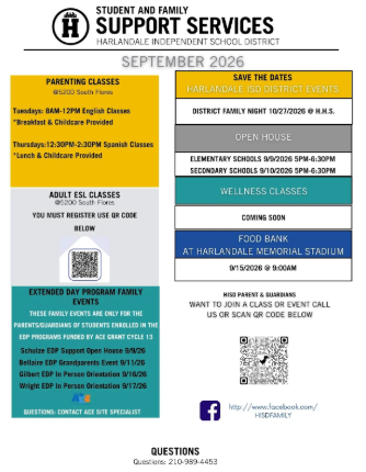 HISD Student Support Services English Flyer