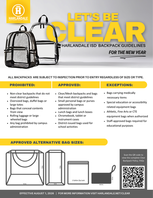 Harlandale ISD Adopts Clear Backpack Policy for  Students