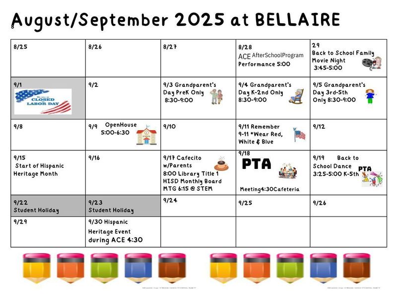 August/September Calendar