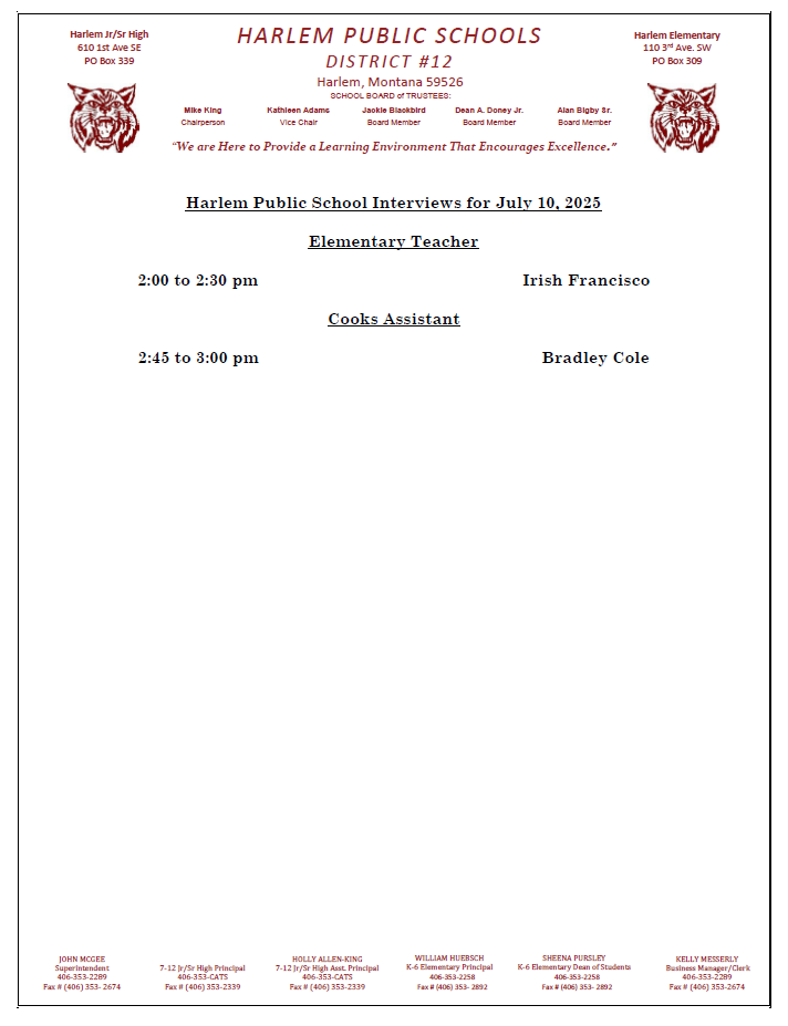 harlem public school interviews for july 10, 2025
