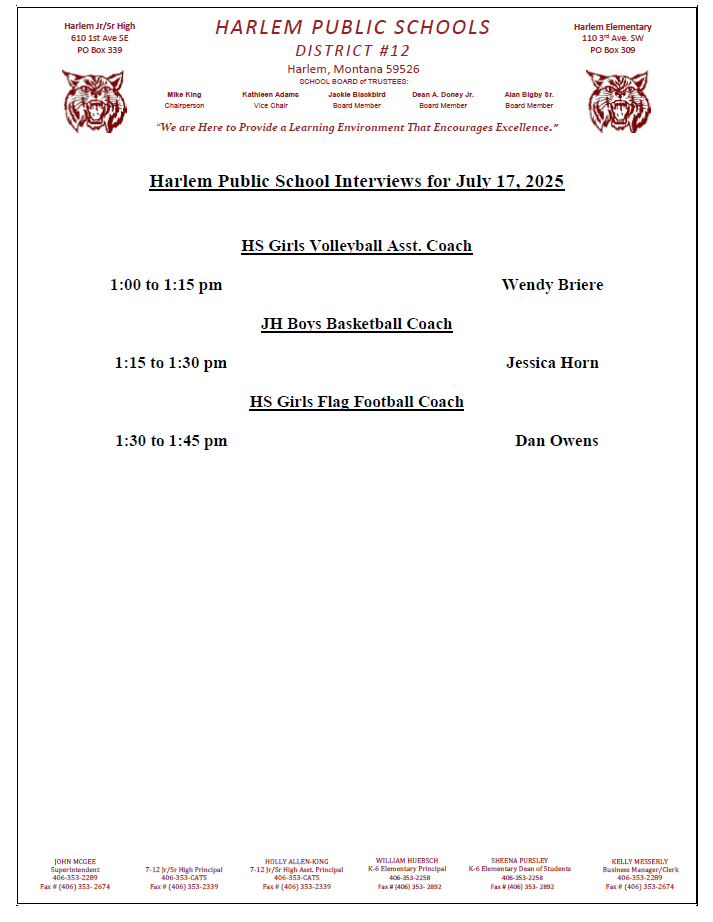 Harlem public school interviews for July 17, 2025