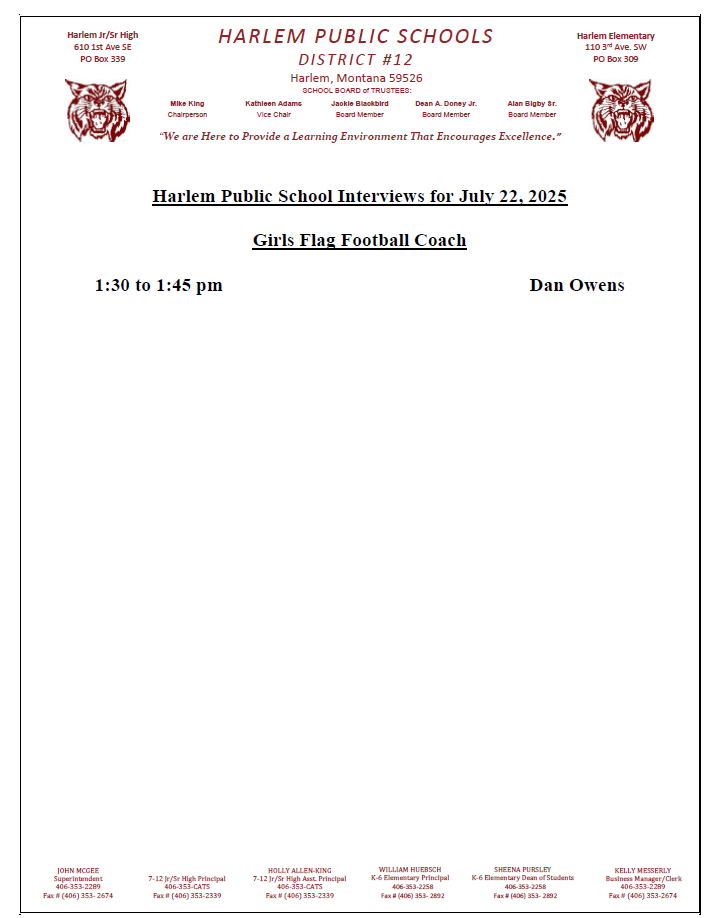 harlem public school interviews for July 22, 2025