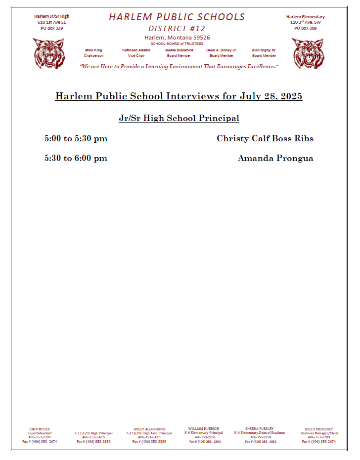 harlem public school interviews for July 28, 2025