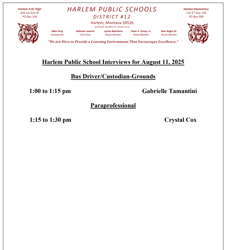 rescheduled interviews for August 11, 2025
