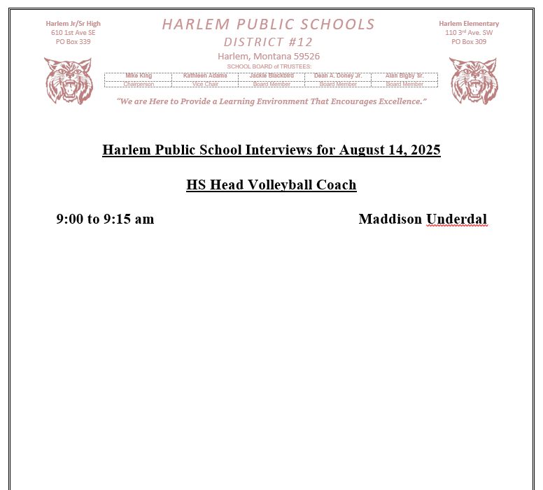 Harlem public school interview for August 14, 2025