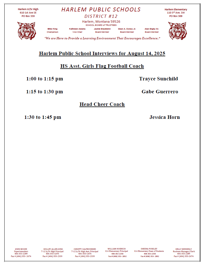 harlem public school interviews for august 14, 2025