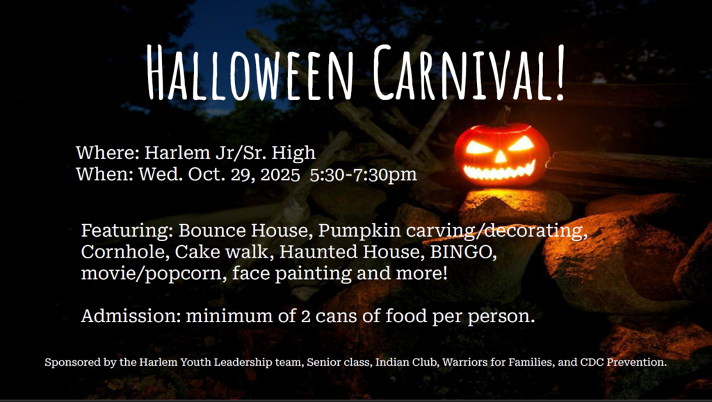 halloween carnival at the harlem high school on October 29, 2025 at 5:30 pm