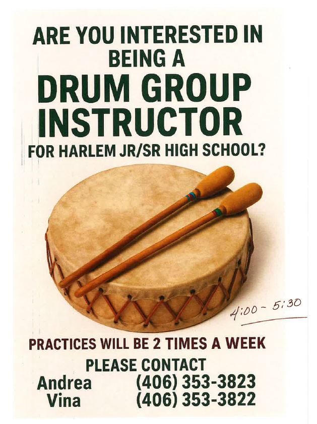 drum instructor position open for the high school, October 29, 2025