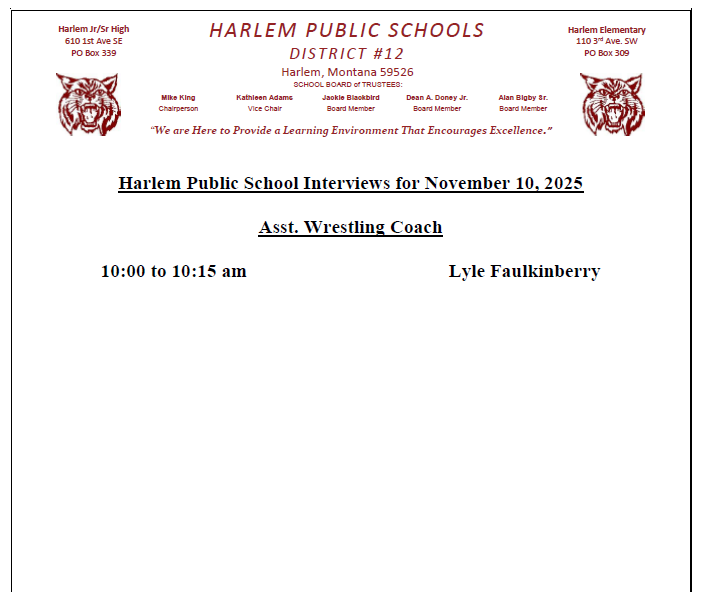 harlem public interviews for November 4, 2025
