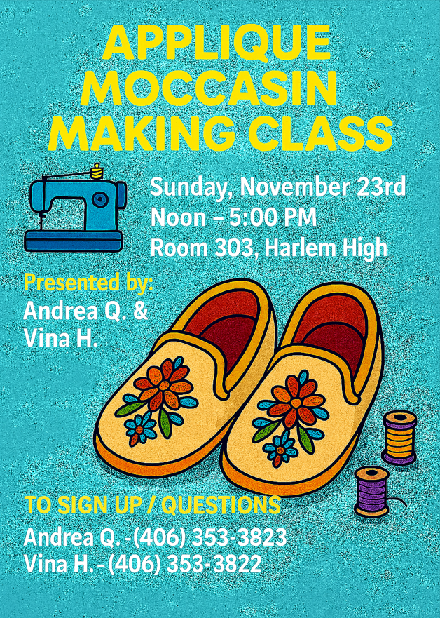 applique moccasin making class for November 23, 2025 