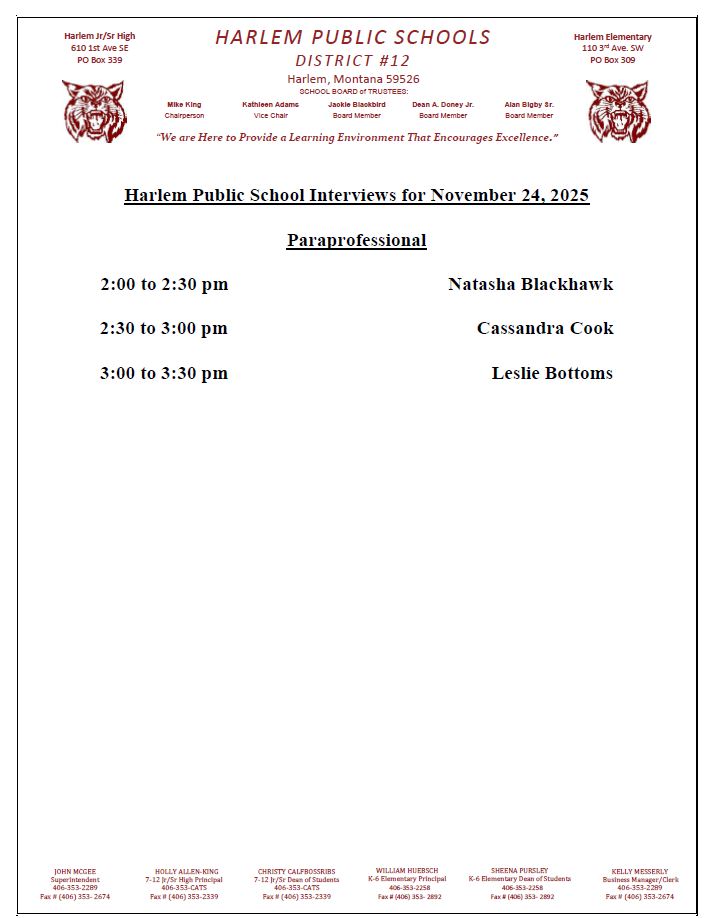 updated harlem public school interviews for November 24, 2025