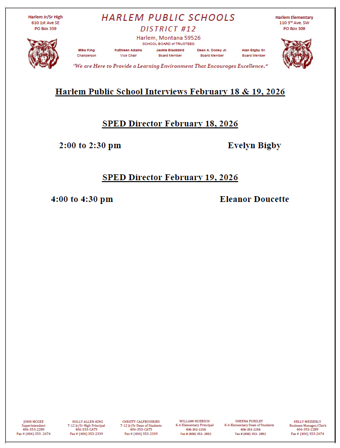 interviews for February 18&19, 2026 at the Harlem High School