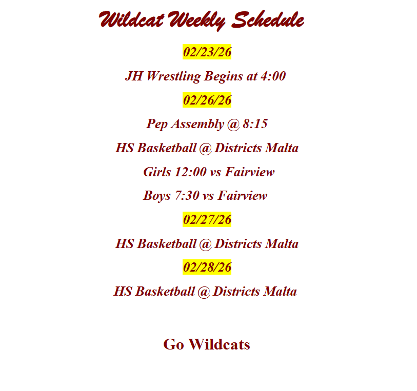 Weekly Schedule 