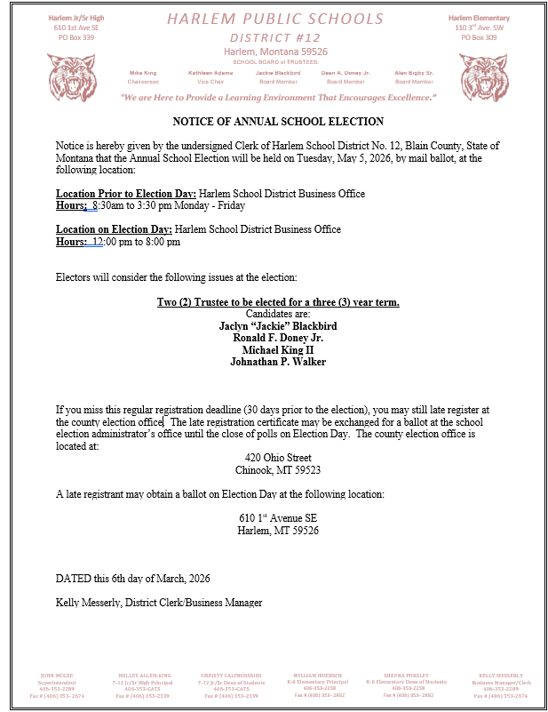 Notice of Annual School Election