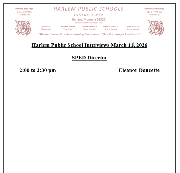 harlem public school interviews for March 11, 2026