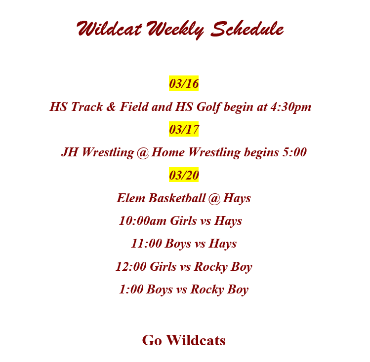 Weekly Schedule 