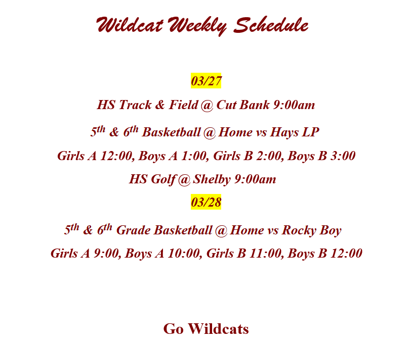 Weekly Schedule 