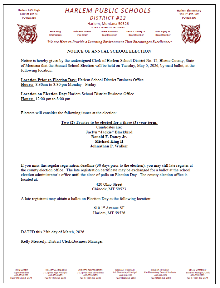 2nd notice of annual school elections