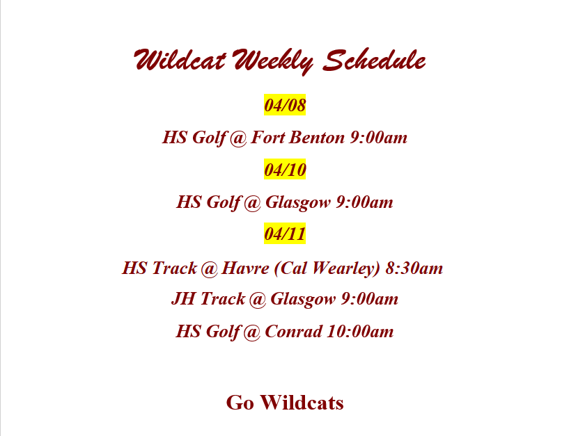 Weekly Schedule 