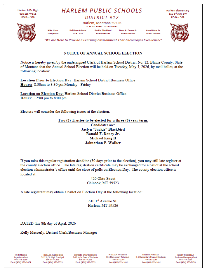 notice of annual school election