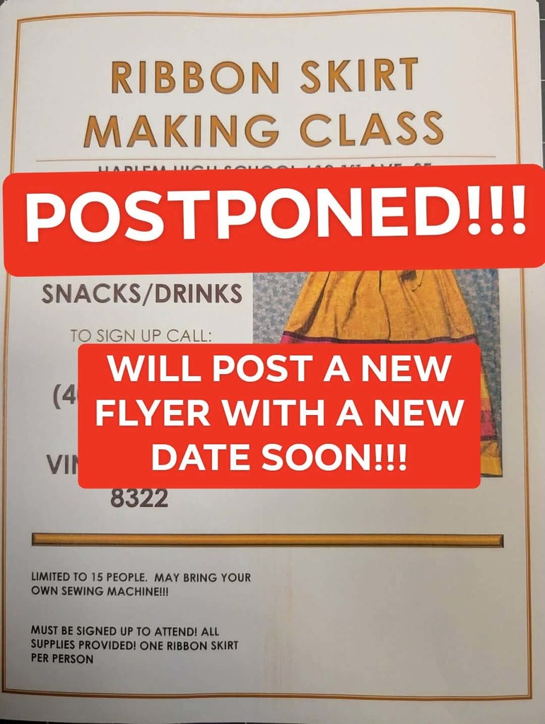 Ribbon skirt making class postponed 