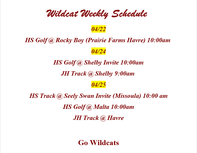 Weekly Schedule 