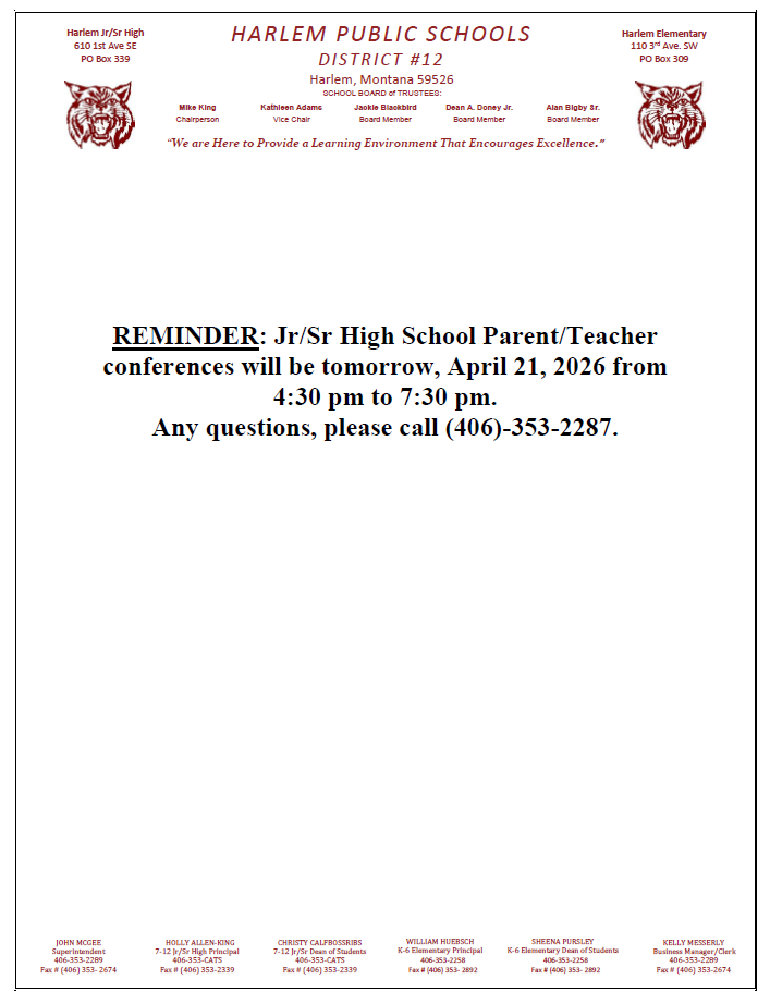 parent teacher conferences for April 21, 2026