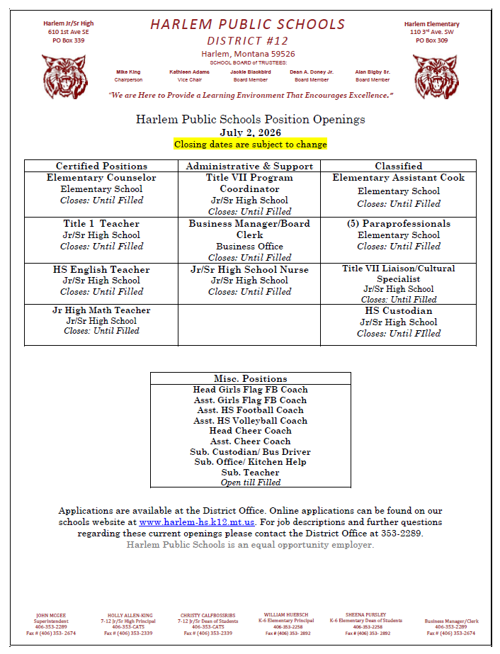 job position openings July 2, 2026