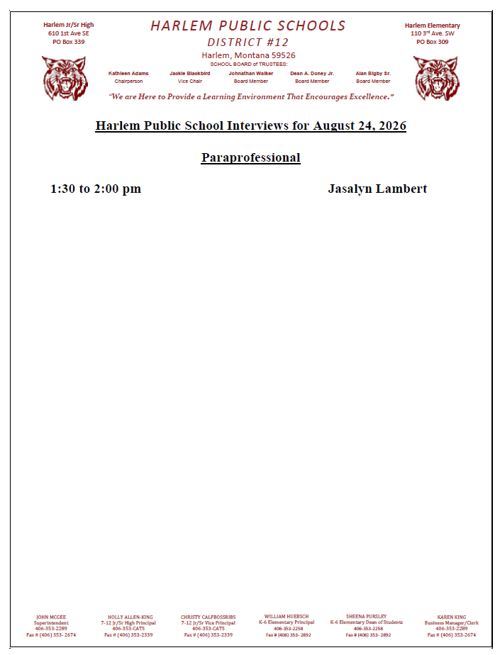 Harlem public school interview for August 24, 2026