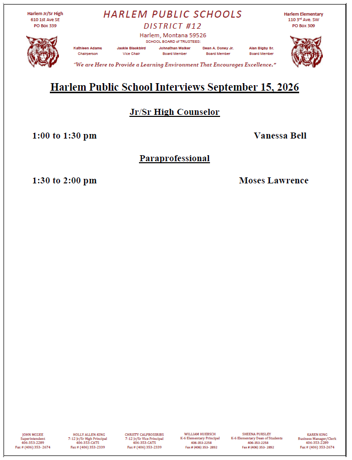 harlem public school interviews for September 15, 2026