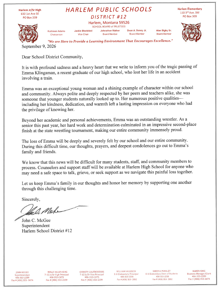 harlem school announcement