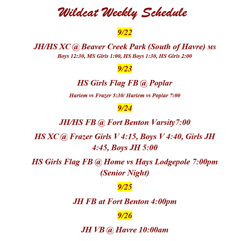 Weekly Schedule
