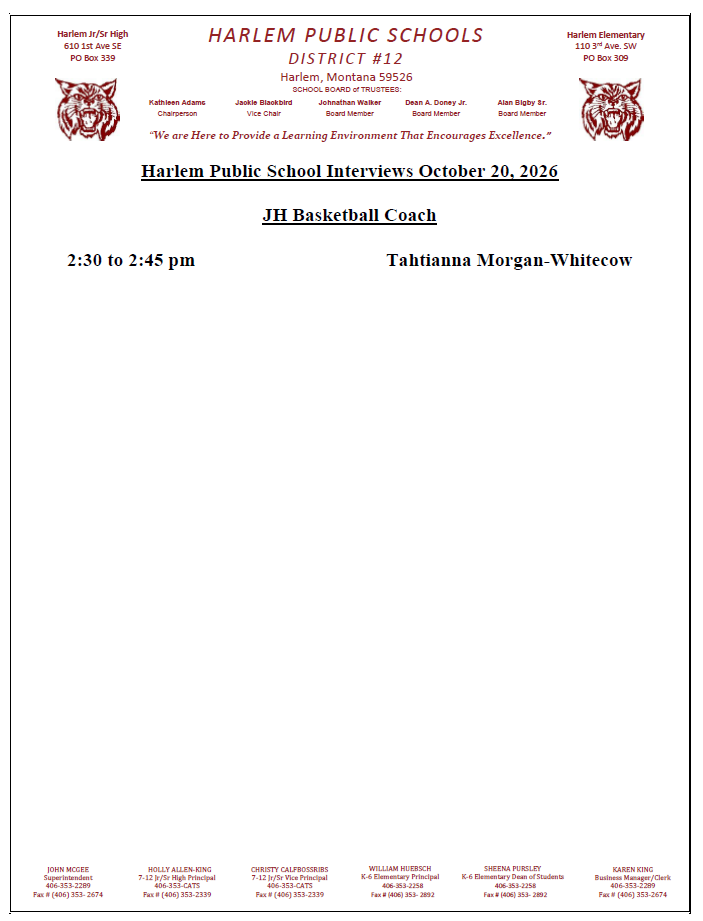 harlem public school interviews October 20, 2026