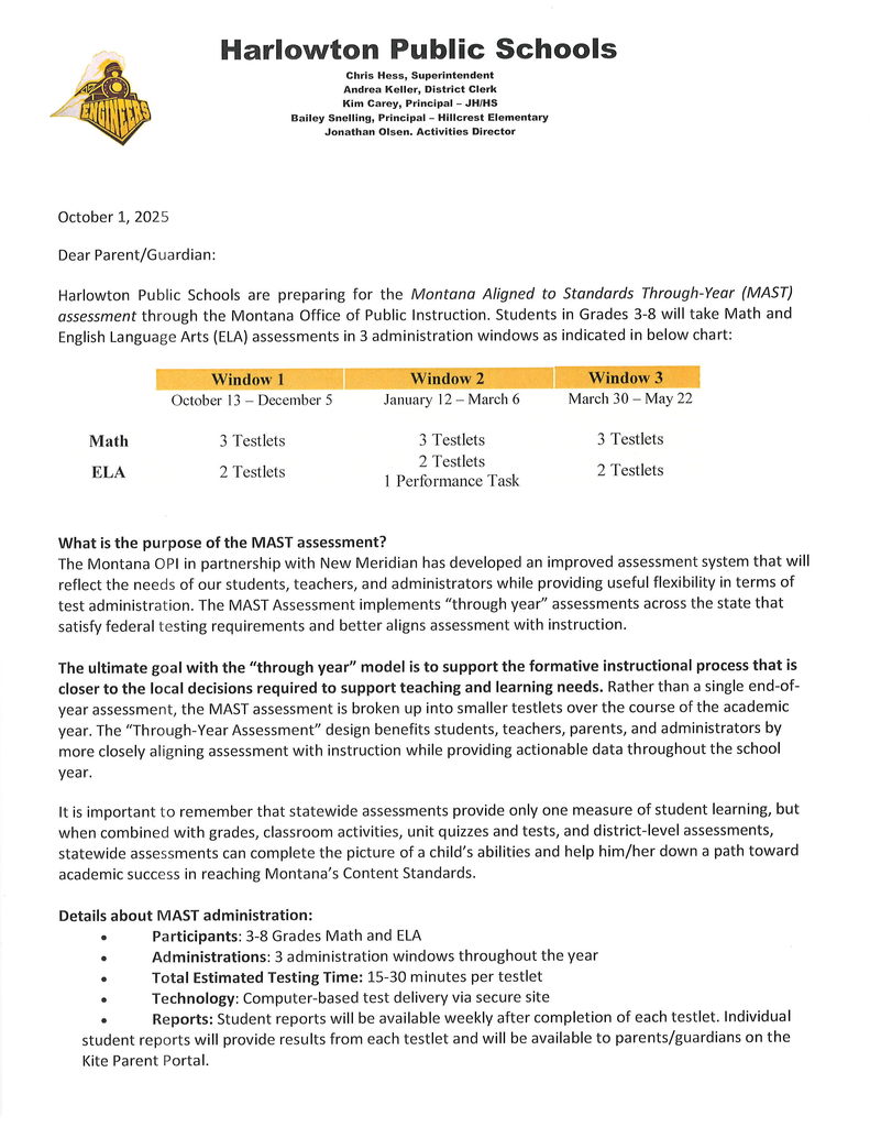 Parent letter