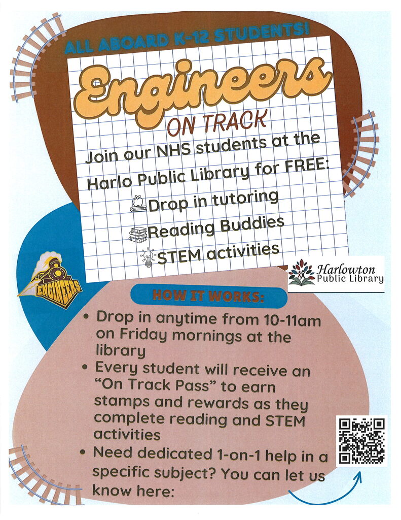 Tutoring at the public library on Fridays 10-11am