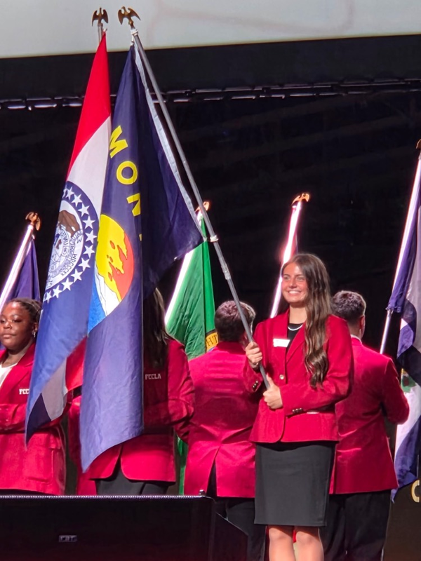 Hannah with flag