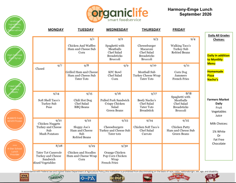 Lunch and Breakfast Menus