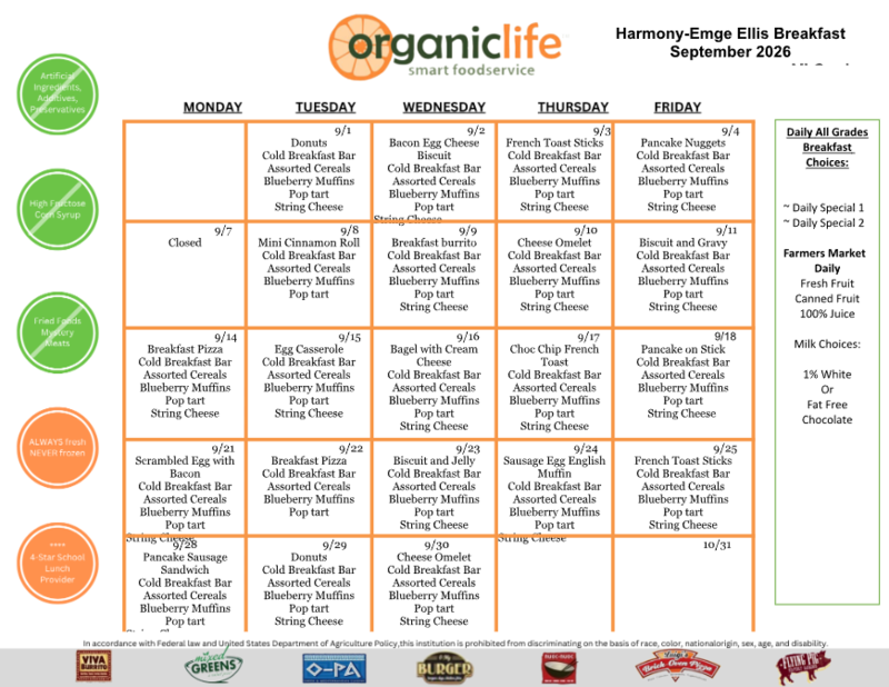 Lunch and Breakfast Menus