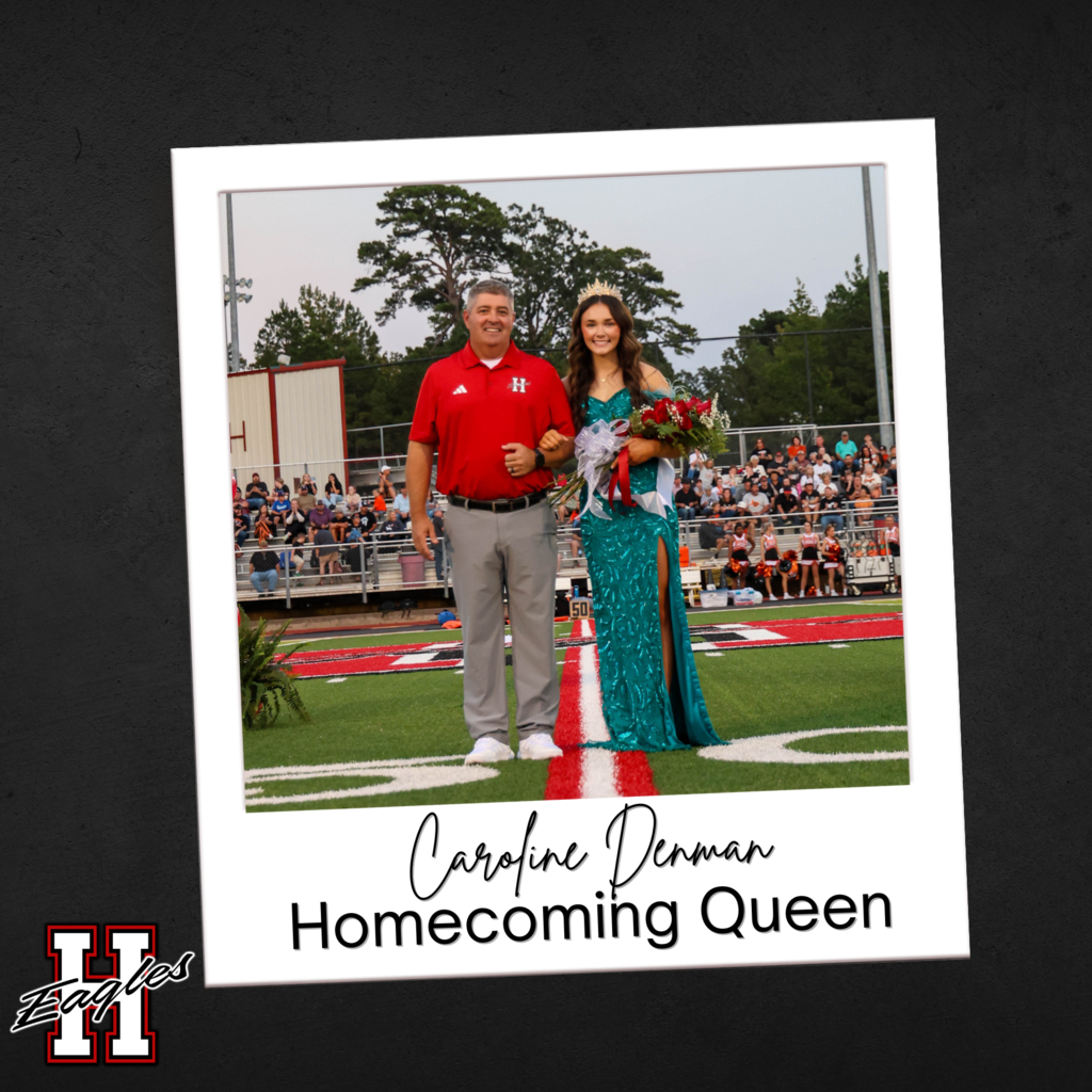 Photo of Homecoming Queen, Caroline Denman and her dad.