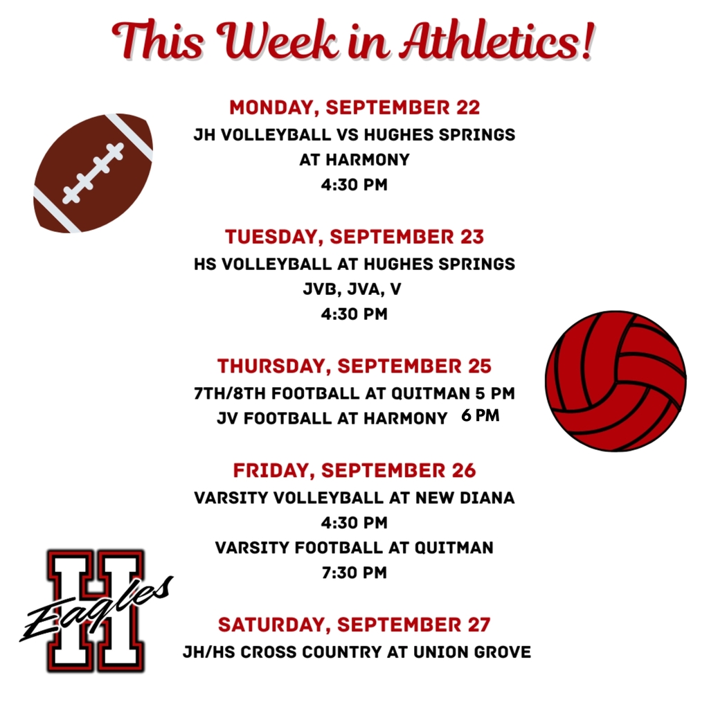 List of weekly schedule at Harmony Athletics