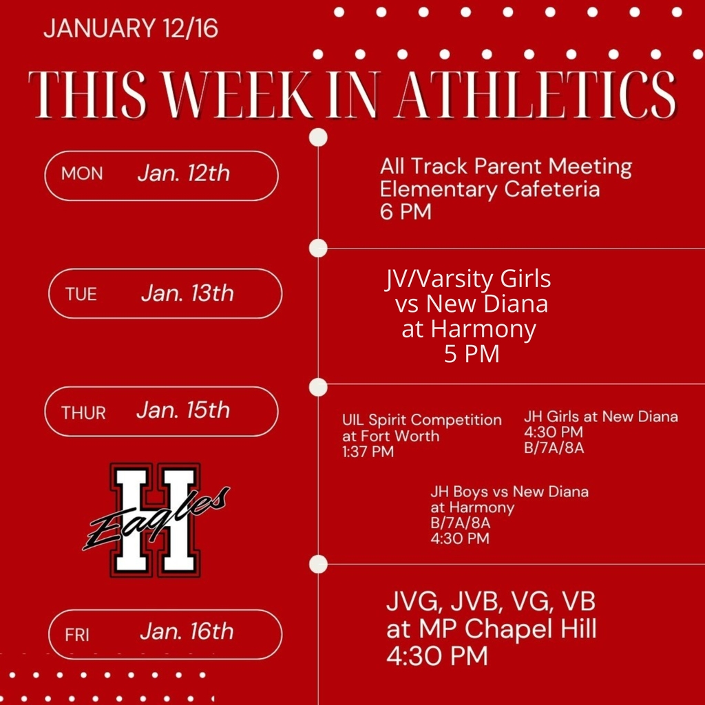 Schedule for the week